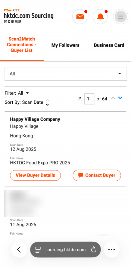 Where can I find the buyers scanned my Scan2Match QR code in the fair ...